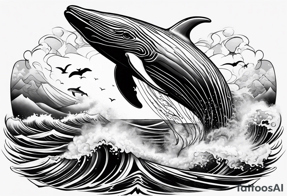 Breaching North Pacific humpback whale tattoo idea