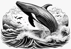 Breaching North Pacific humpback whale tattoo idea
