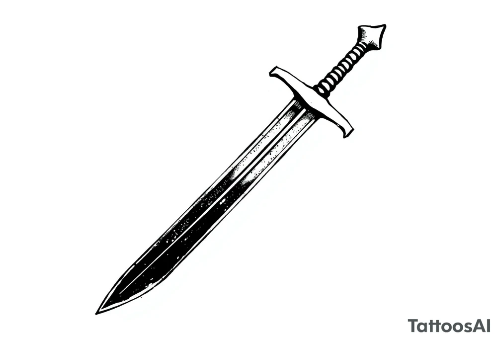 generate one sword and make the tip of the edge kind of pushed in, then purtude back out at the tippy top tattoo idea