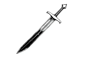 generate one sword and make the tip of the edge kind of pushed in, then purtude back out at the tippy top tattoo idea