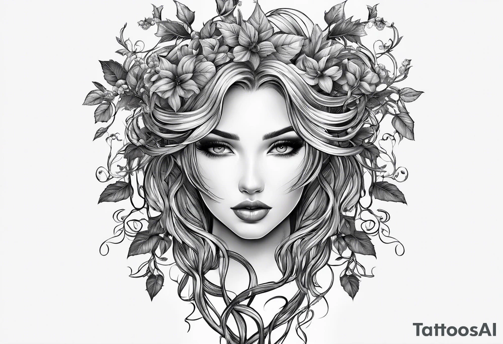 Leafy vines with chain tattoo idea