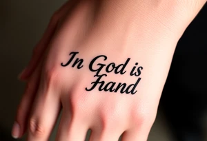 In God's Hand, With the words looking like they are coming at you with bold background tattoo idea
