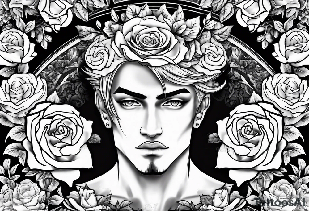The name “Abel” surrounded by roses tattoo idea
