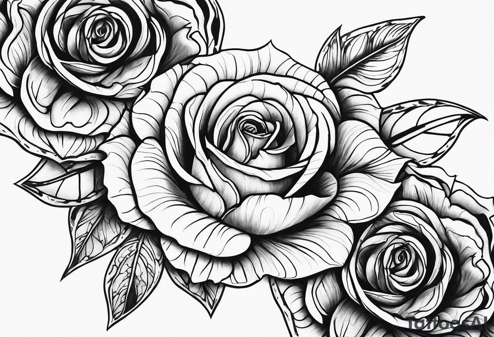 Metallic vines and rose tessellation tattoo idea