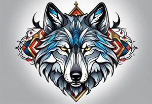 Neotraditional wolf tattoo idea