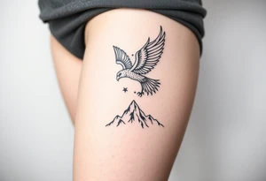 phoenix with fire and eagle over mountain tattoo idea
