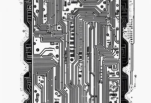 Circuit board minimalistic tall and long tattoo idea