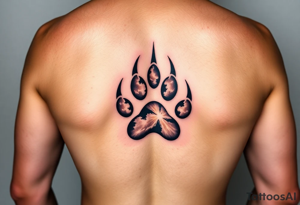 Dog paw print nebula tattoo idea