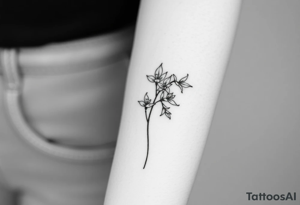 Fine line black and white tattoo of snap dragon flowers tattoo idea
