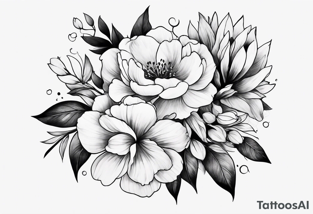 Tiny florals on shoulders tattoo idea