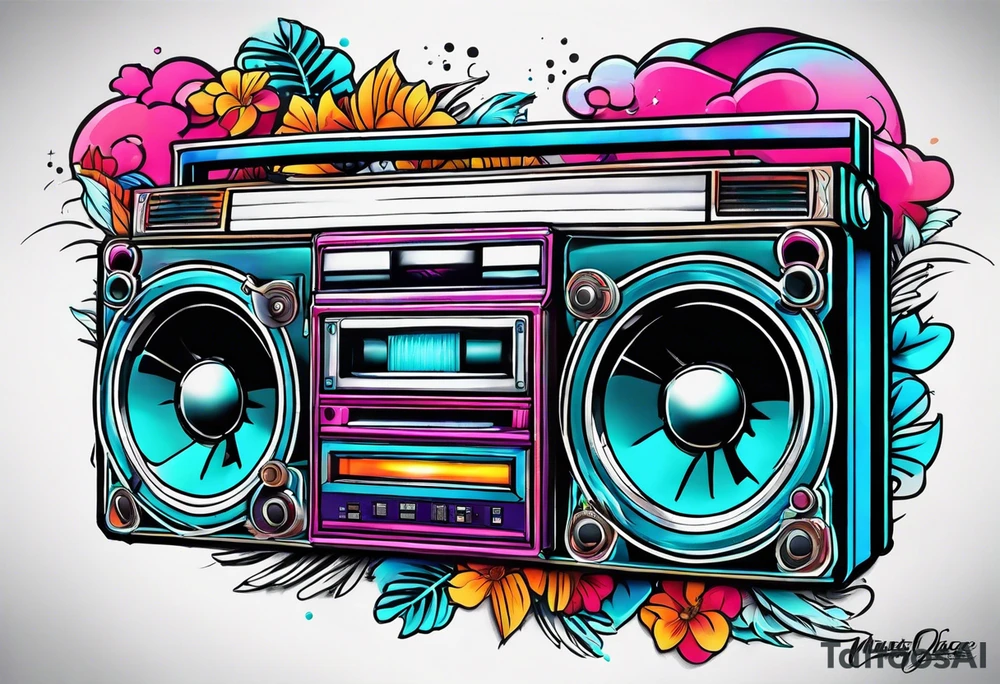 1980'S BOOM BOX MIAMI VICE STYLE tattoo idea