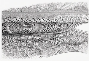 long horizontal strip made of entangled light rays tattoo idea