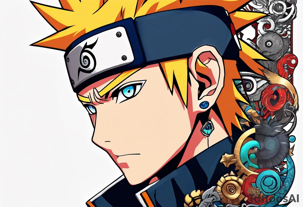 A naruto headband with the letters AR in the middle tattoo idea