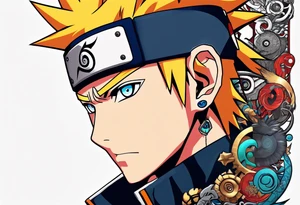 A naruto headband with the letters AR in the middle tattoo idea
