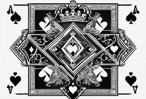 Only  Two cards, king of hearts with the K in the middle of the card and hearts in the corners and the Ace of spades behind it with the A in the corner peeking from behind the king of hearts card tattoo idea