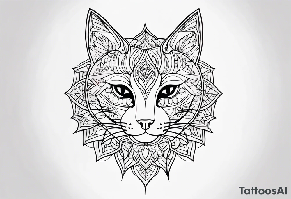 Cat mandala tattoo idea