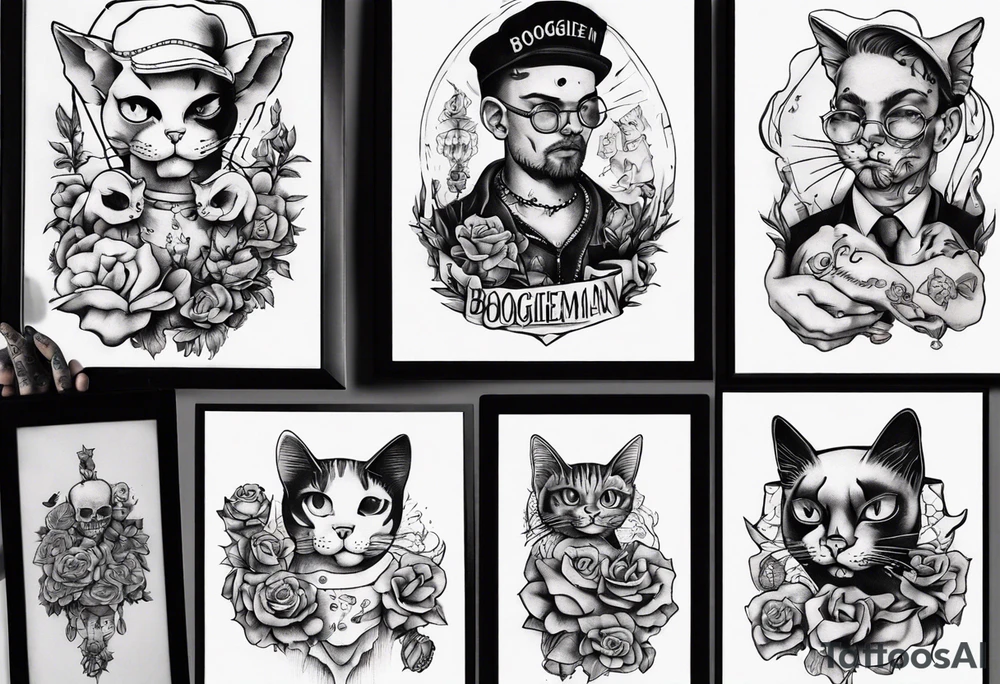 Boogieman holding cat tattoo idea