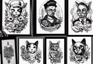 Boogieman holding cat tattoo idea