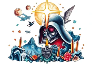 memorial, futuristic, star wars, space, skateboarding, camping, puzzle pieces, video games, heaven, god, outdoors, bullets, Harley Davidson, 
Seth J. Carter AKA "Darth Carter"
12/29/88-01/06/2025 tattoo idea