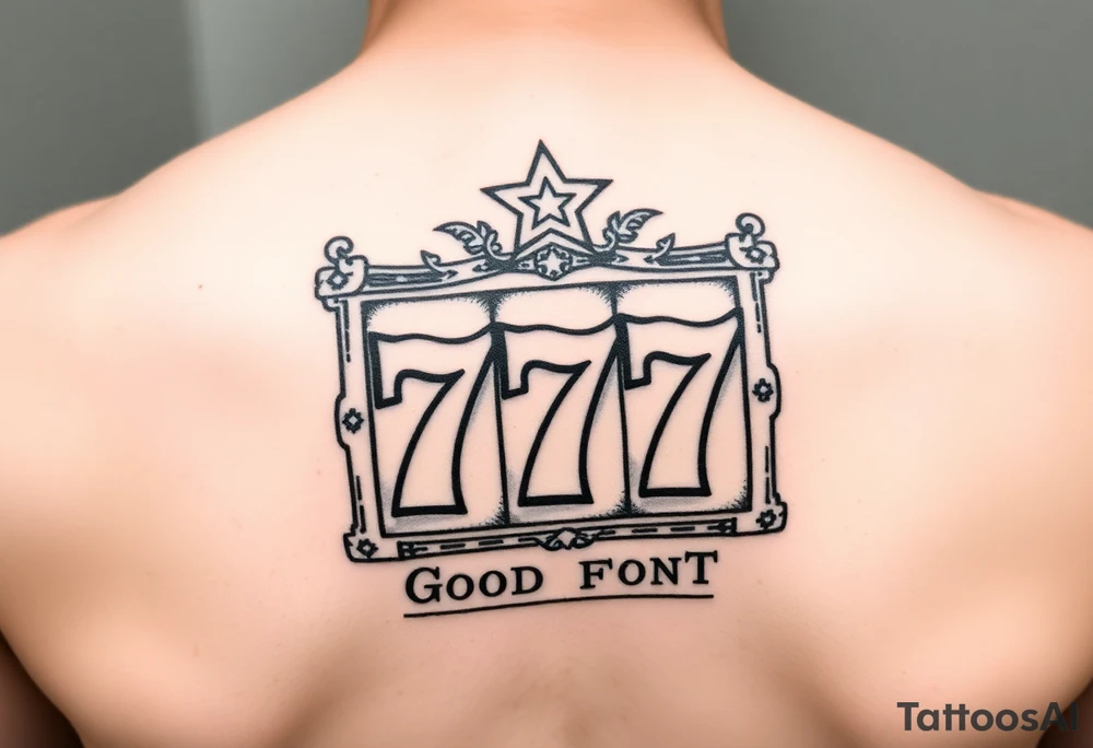 Western jackpot 777 slot with good font tattoo idea