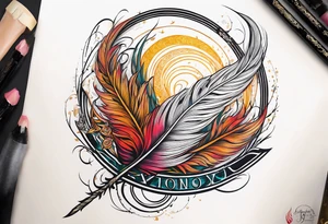 Phoenix feather with lumos written in cursive tattoo idea