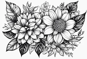 flowers, leaves tattoo idea