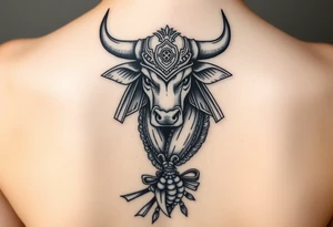 Ox dressed up as samurai warrior tattoo idea