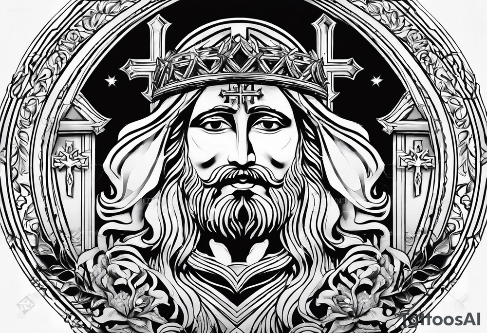 jesus olhando pra cima na cruz tattoo idea