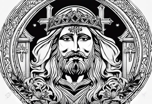 jesus olhando pra cima na cruz tattoo idea