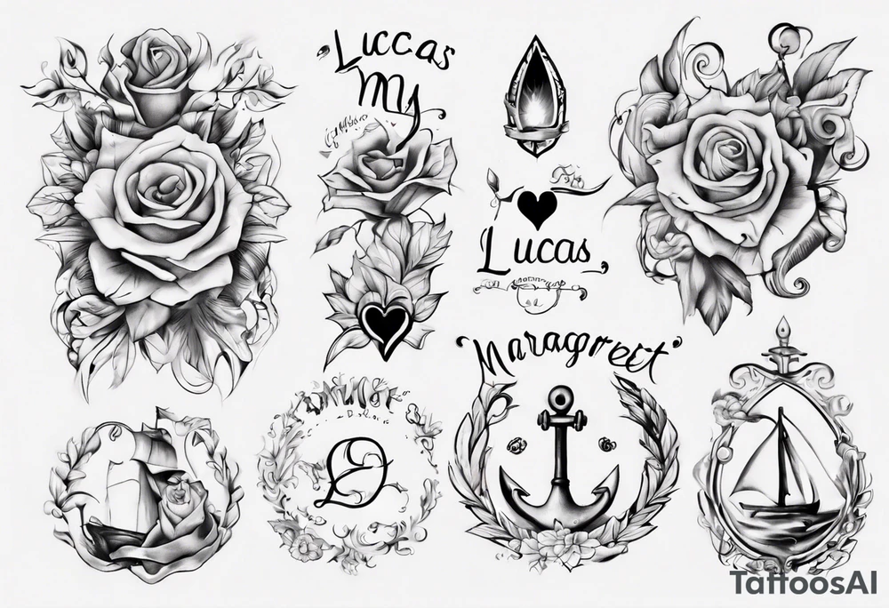 my kids' names: Lucas and Margaret and something that symbolizes love tattoo idea