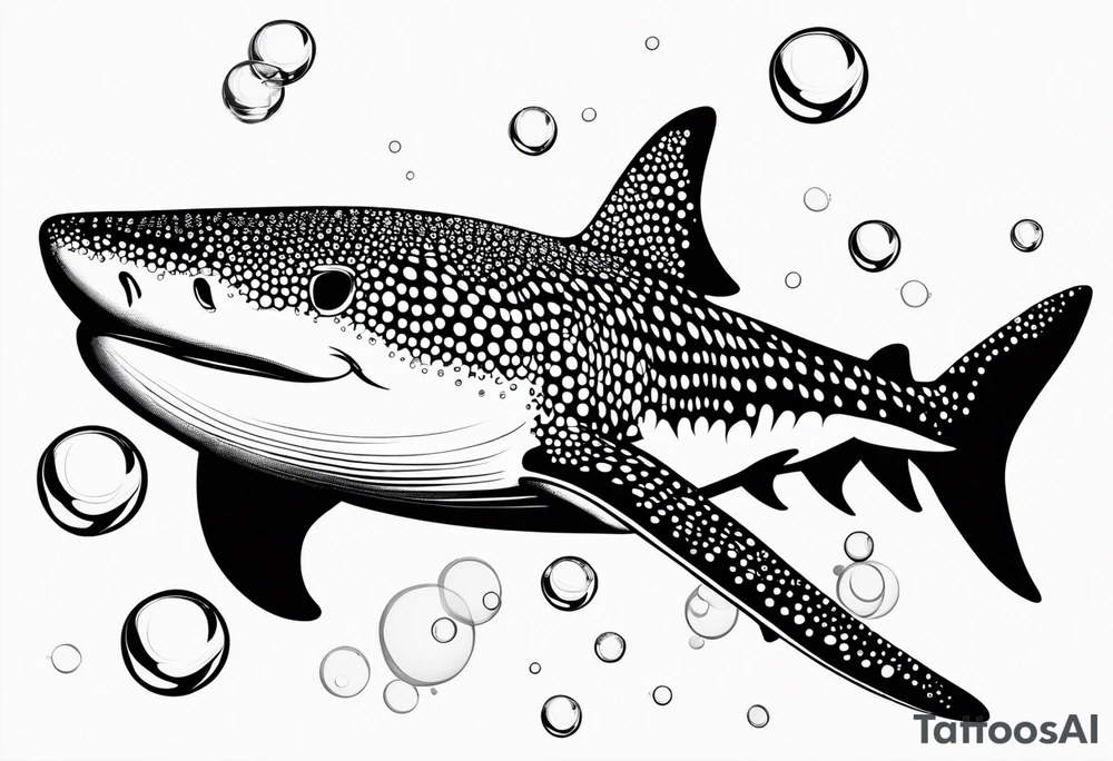 whaleshark, simple, bubbles tattoo idea