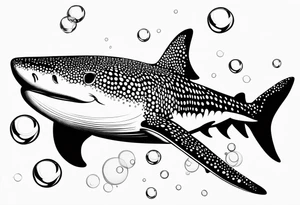 whaleshark, simple, bubbles tattoo idea