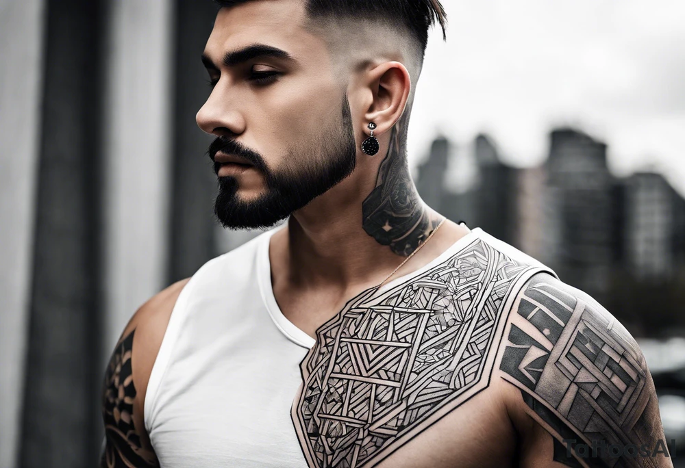 men's tattoo on hand with geometric patterns minimalist tattoo idea