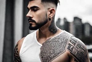men's tattoo on hand with geometric patterns minimalist tattoo idea