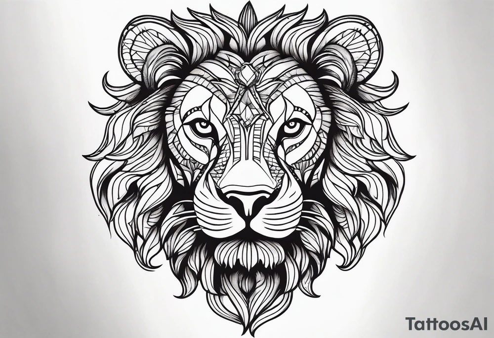 powerful majestic lion, close-up tattoo idea