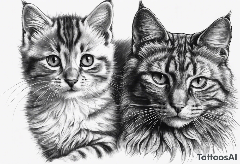 2 cats and paw print tattoo idea