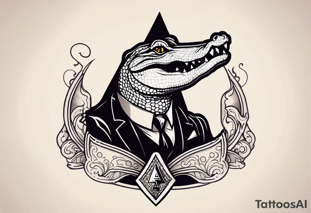 Alligator on a ace of spades poker card tattoo idea