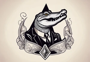 Alligator on a ace of spades poker card tattoo idea
