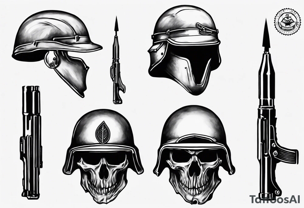 army helmet with 3 bullets tattoo idea