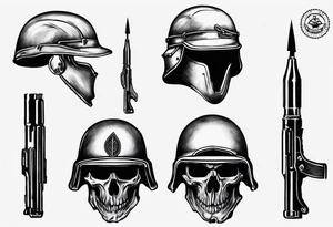 army helmet with 3 bullets tattoo idea