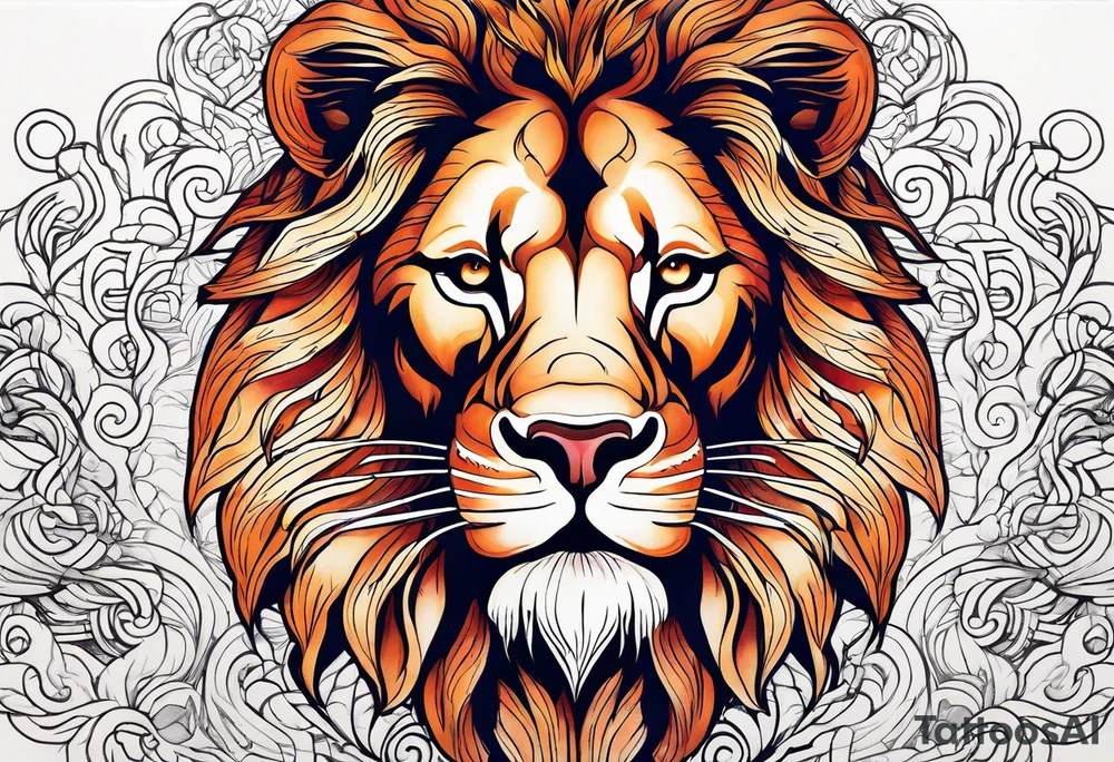 powerful majestic lion, close-up tattoo idea
