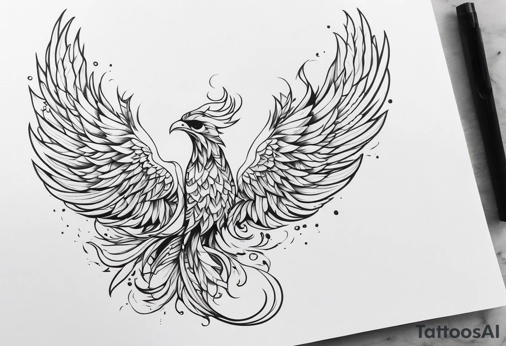 Half Phoenix, Half Skeleton tattoo idea