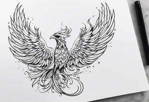 Half Phoenix, Half Skeleton tattoo idea