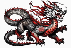 japanese dragon with red highlights tattoo idea