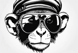 A cool free spirit female monkey with a crown and aviator shades tattoo idea
