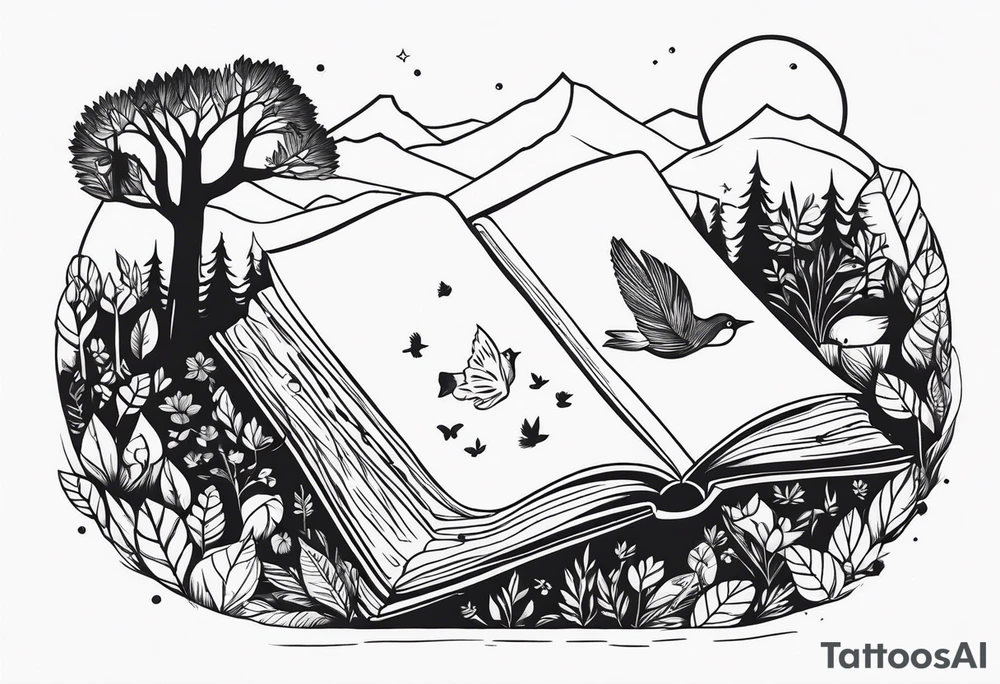 Nature book lover tattoo idea