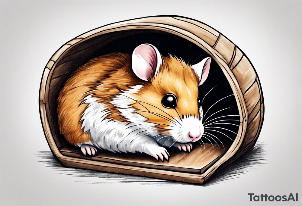 A hamster sleeping in his bed tattoo idea