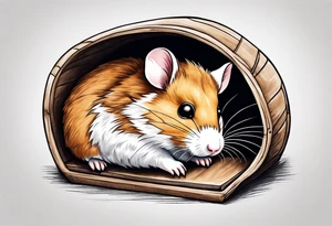 A hamster sleeping in his bed tattoo idea