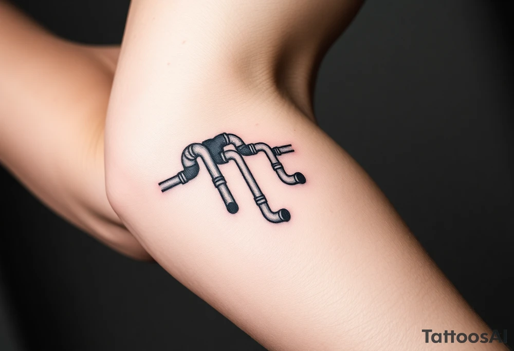 30 thin conected curved plumbing pipes with each pipe ending without a curved pipe tattoo idea