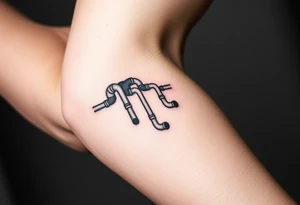 30 thin conected curved plumbing pipes with each pipe ending without a curved pipe tattoo idea